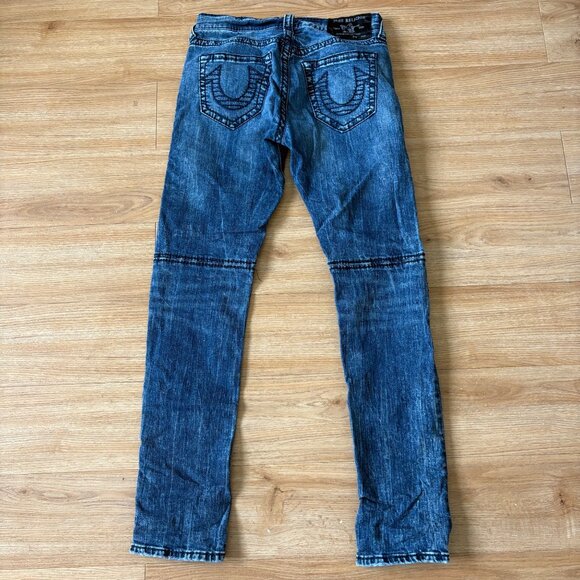 True Religion Rocco Relaxed Skinny Moto Leg MR Denim Jeans Blue Men’s Size 30 - Picture 2 of 12